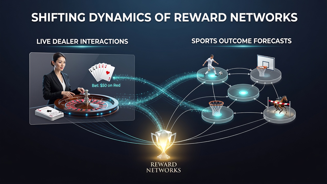 Illustration von Belohnungsnetzwerken auf mobilen Geräten mit Sport- und Live-Dealer-Elementen